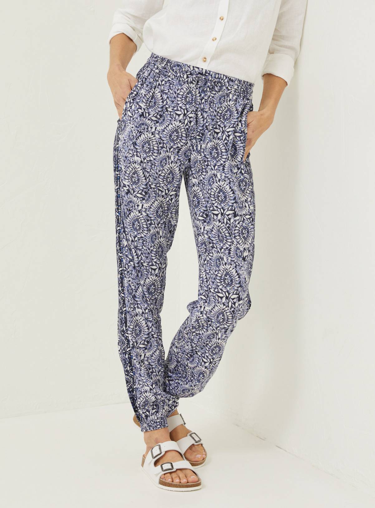SKU FF Lyme Watercolour Batik Trousers:Navy:20 - Image 1