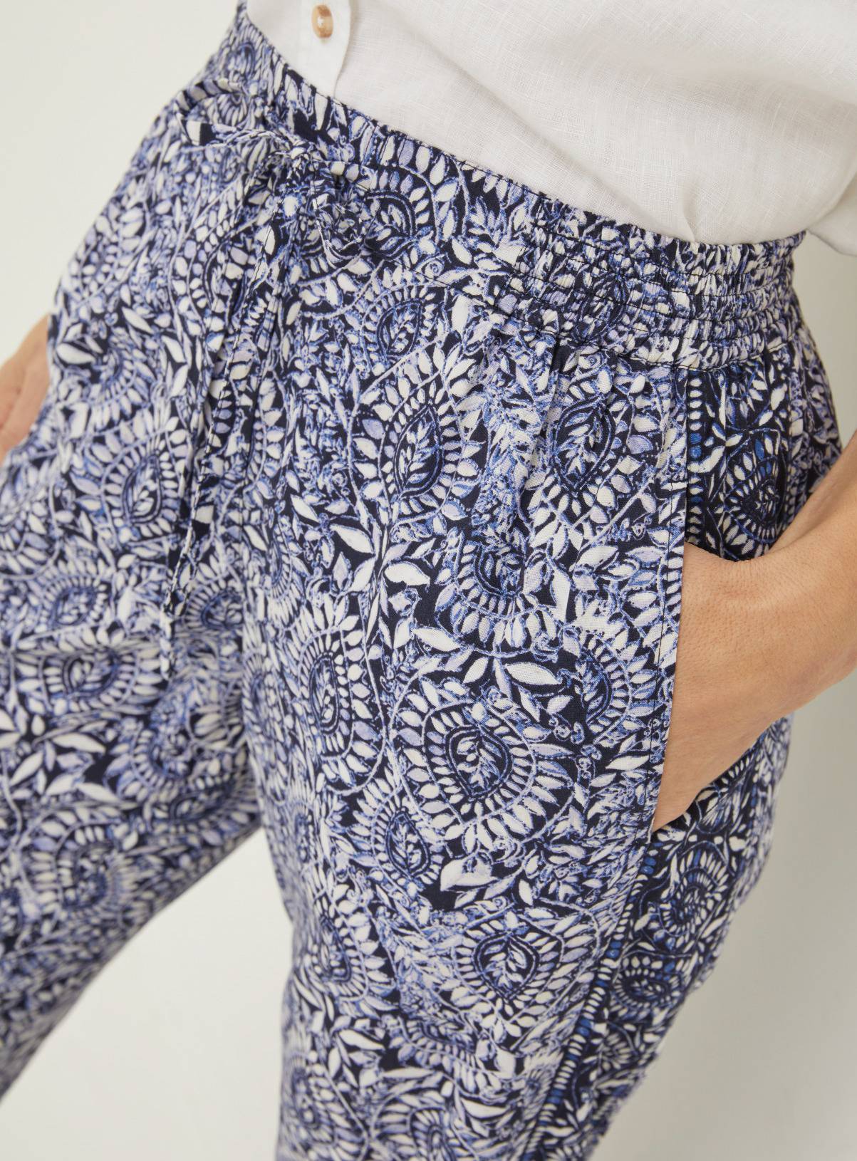 SKU FF Lyme Watercolour Batik Trousers:Navy:20 - Image 3