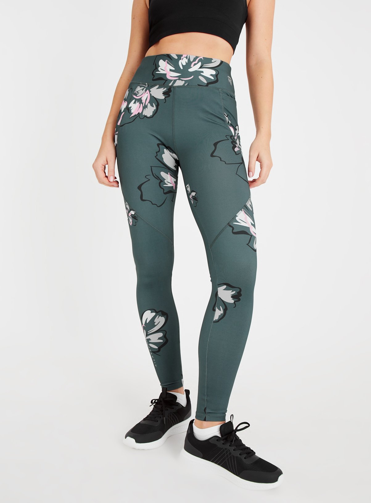 Active Green Floral Leggings 14 - Image 1 thumbnail