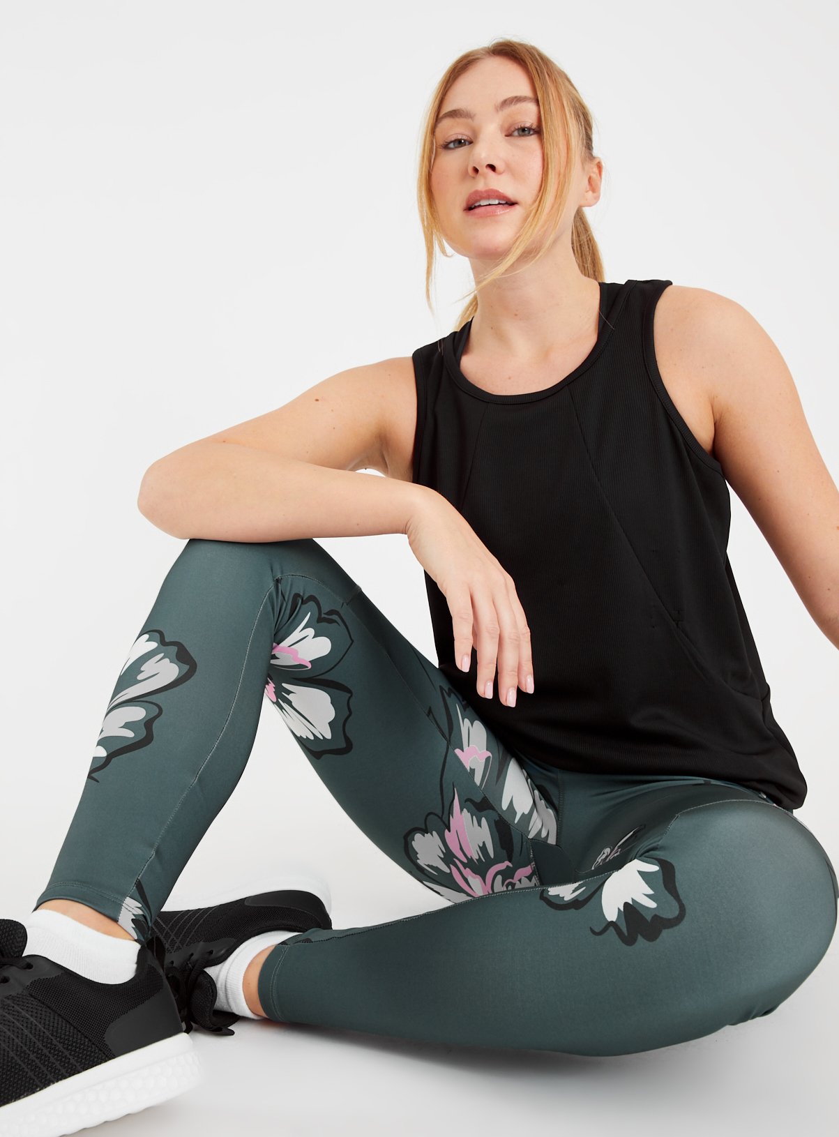 Active Green Floral Leggings 14 - Image 2 thumbnail