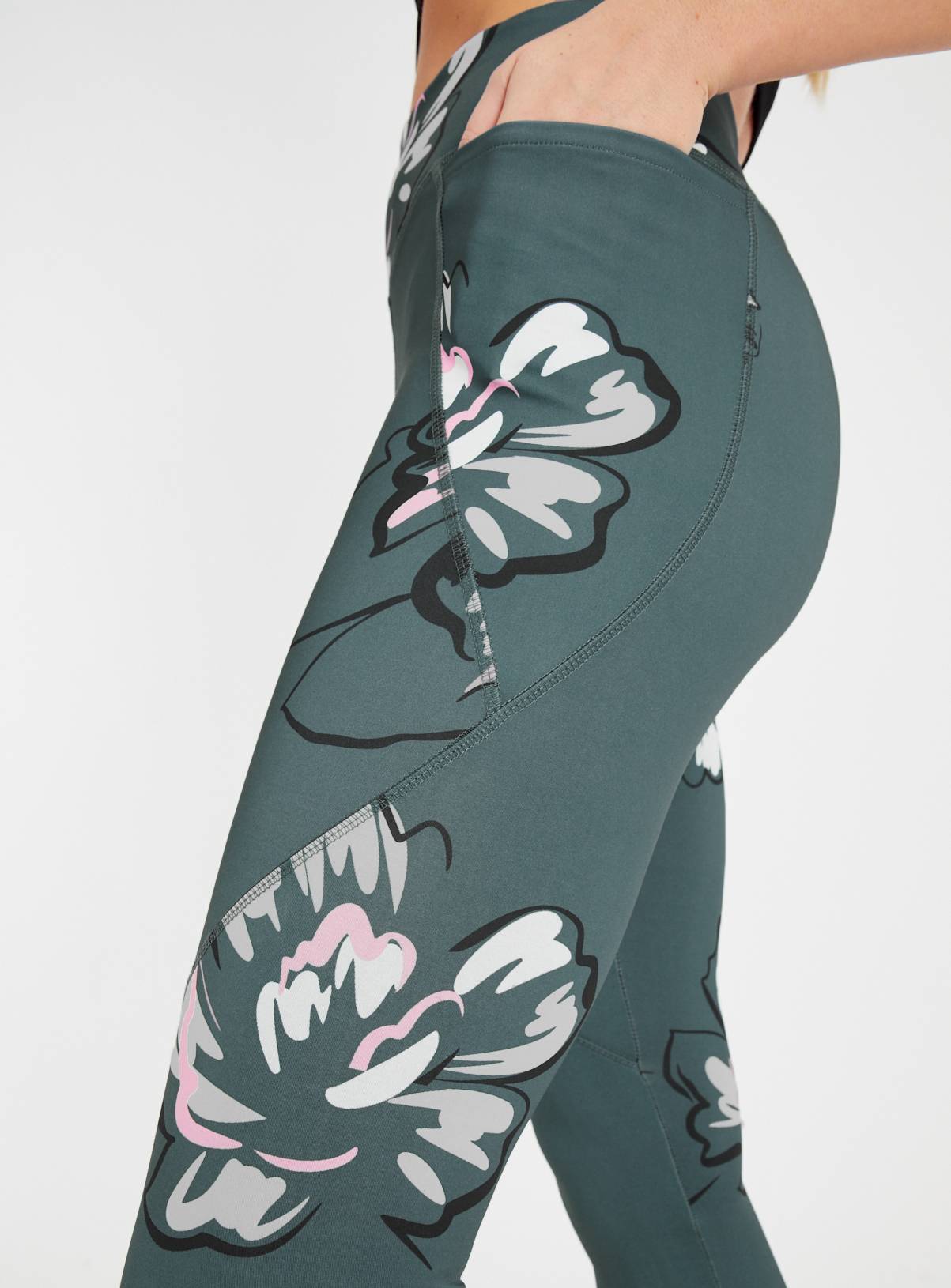 Active Green Floral Leggings 14 - Image 3