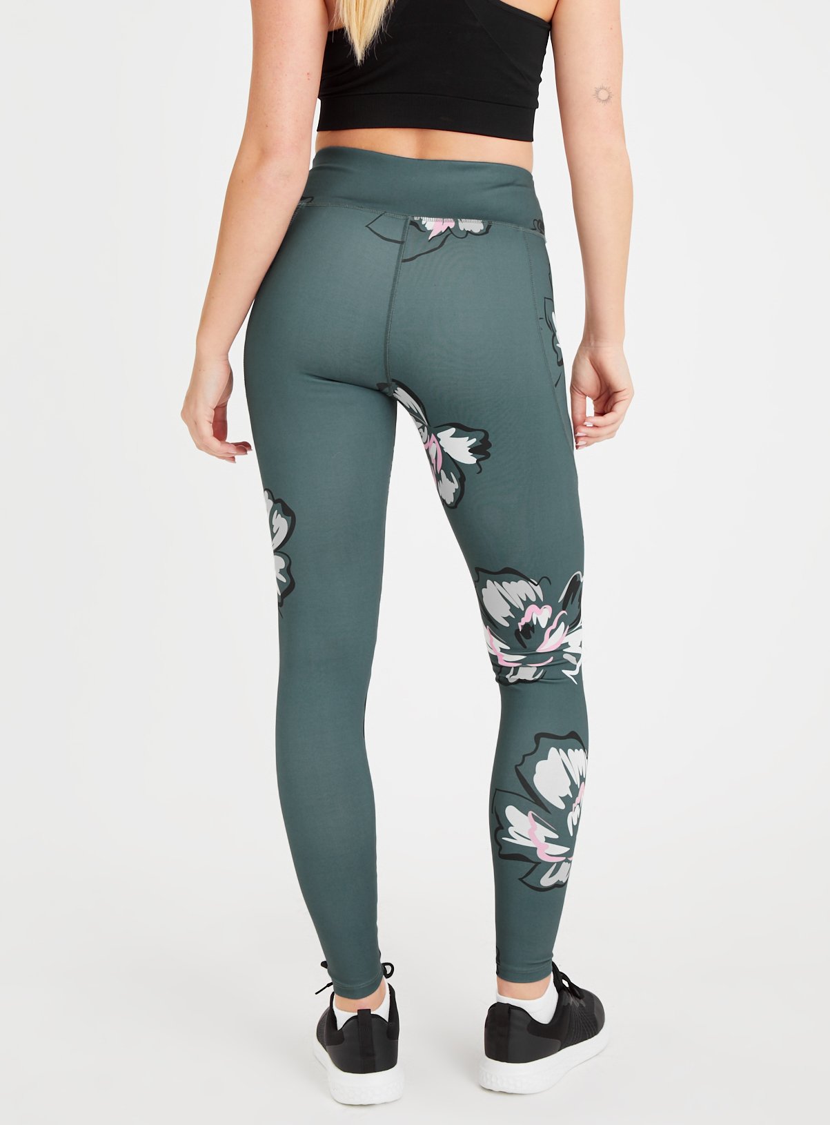 Active Green Floral Leggings 14 - Image 4 thumbnail