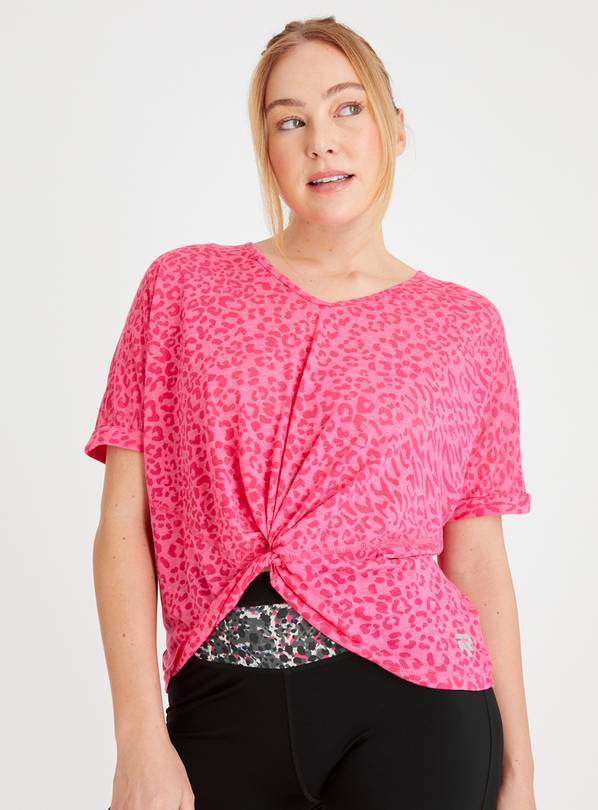 Active Pink Leopard Print Twist T-Shirt 8