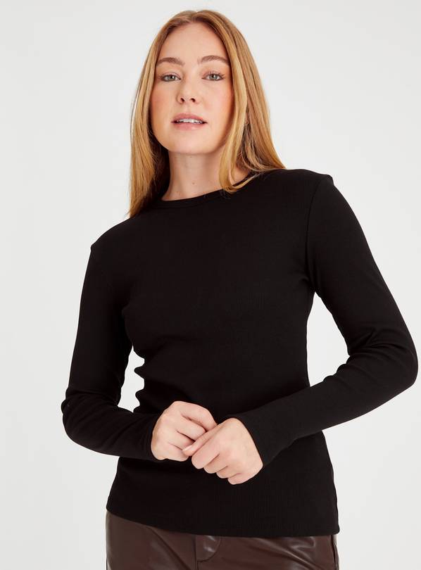 Black - Long Sleeve Crew Neck Top