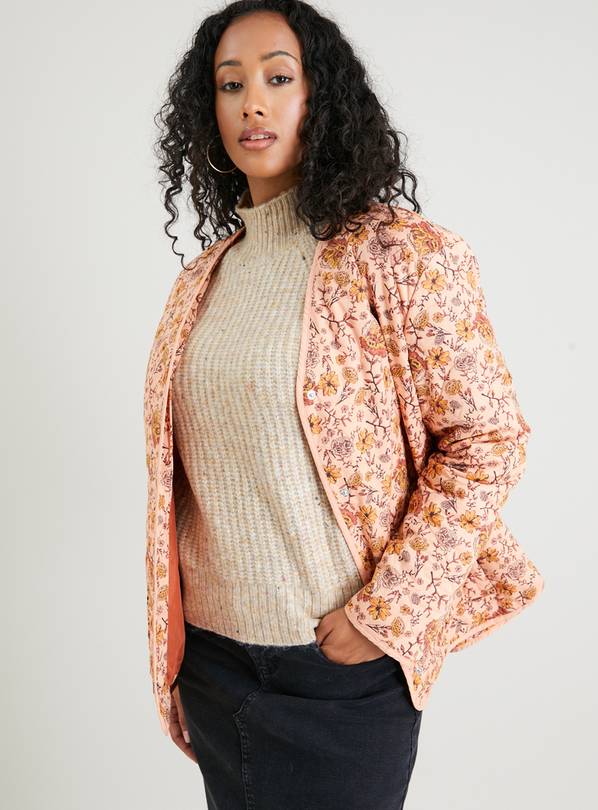Buy Pink Floral Print Quilted Jacket 14, Jackets