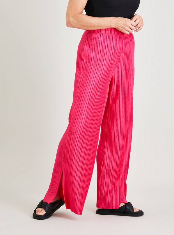 Pink Textured Palazzo Trousers 22L