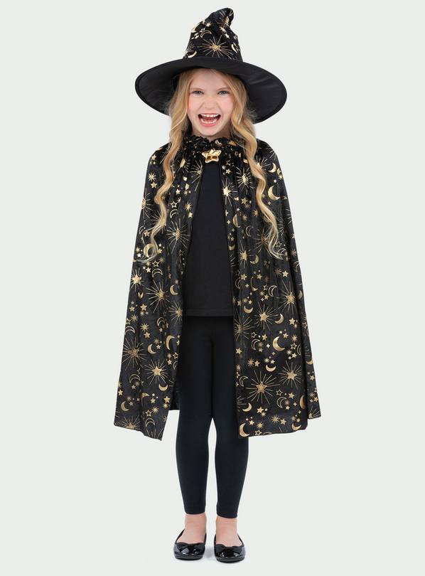 Buy Black & Gold Cape & Hat Costume 710 years Halloween costumes Argos