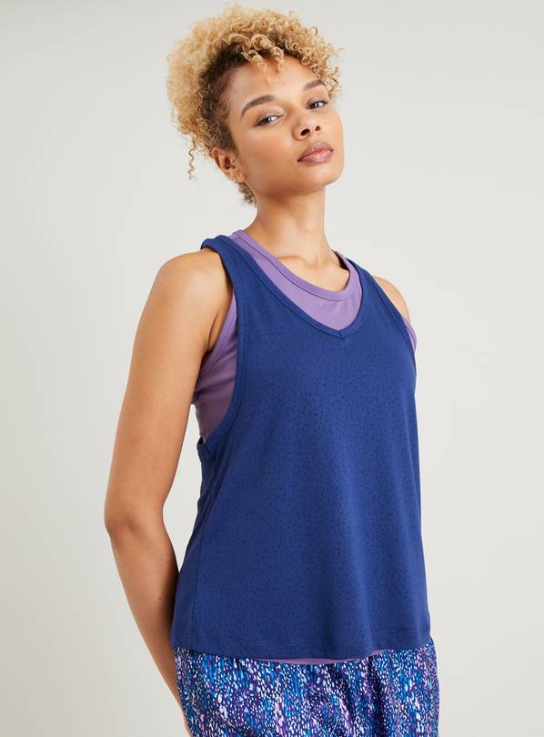 Active Navy & Lilac Double Layer Vest Top 14