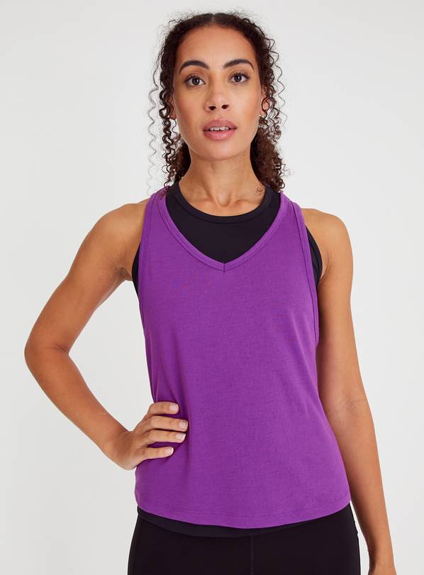 Active Navy & Lilac Double Layer Vest Top 18