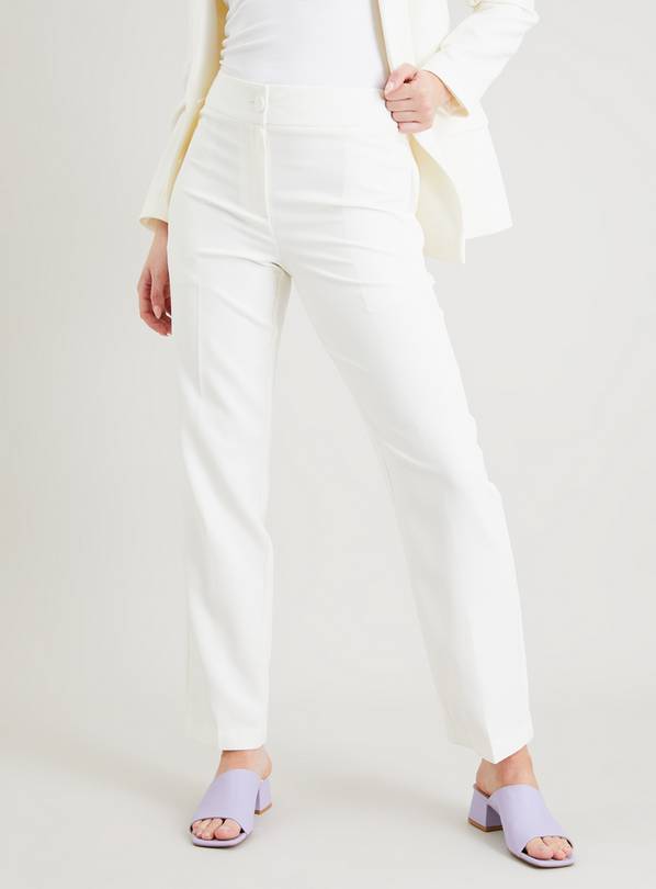 White straight leg store trousers