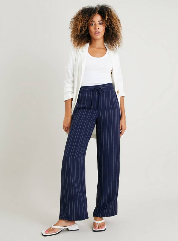 Blue and white striped best sale trousers womens