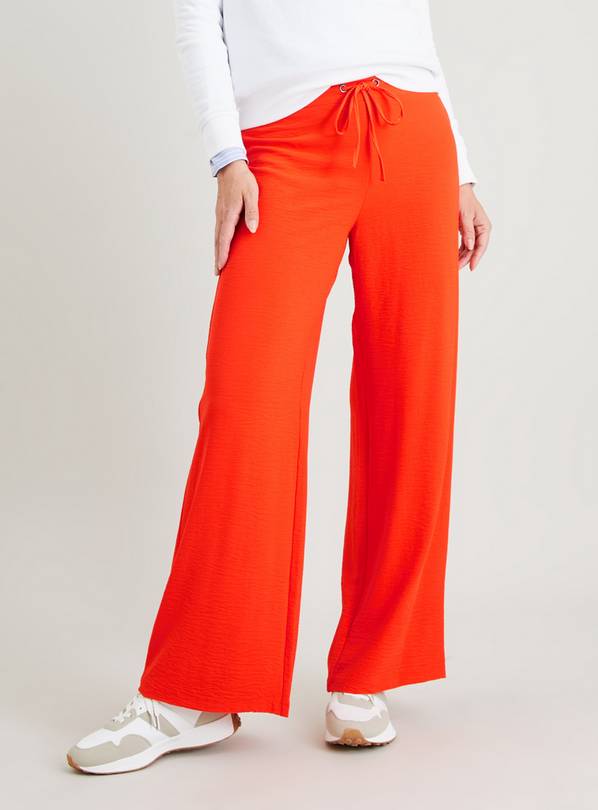 Red Wide Leg Pull On Trousers 24L