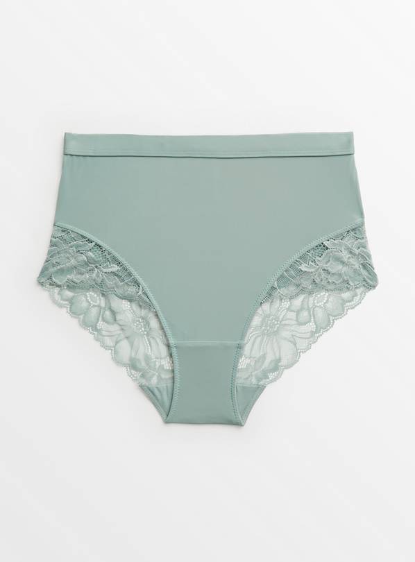 Buy Sage Green Lace Detail Full Knickers 8, Knickers