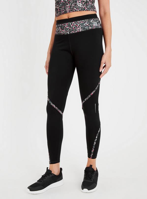 Buy Black Flocked Leopard Velvet Leggings - 12 | Leggings | Tu