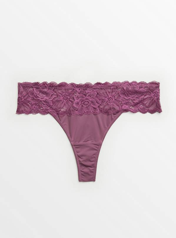 Dark Pink Lace Detail Thong 16