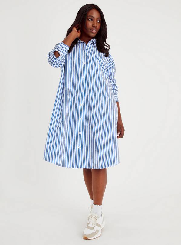 Navy and white shop striped shirt dress