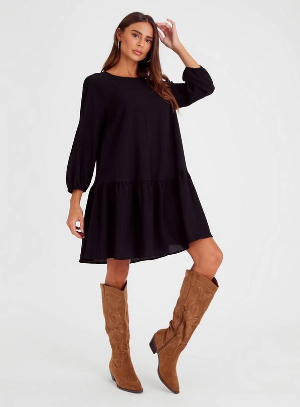 Black Short Crinkle Dress 10