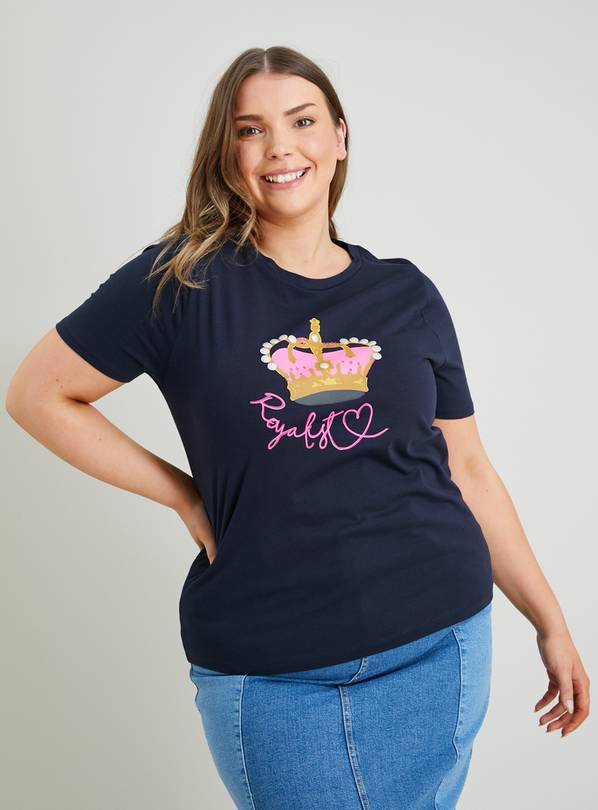 Buy Navy Coronation Crown Graphic Regular Fit TShirt 14 Tshirts Argos
