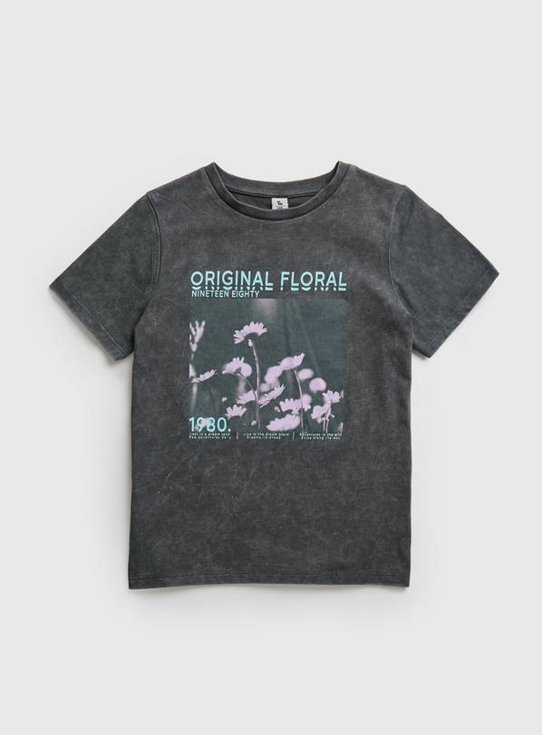 Charcoal Grey Original Floral T-Shirt - 7 years