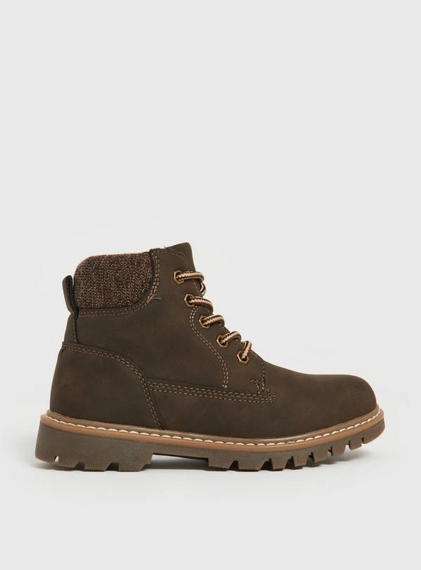 Brown Faux Suede Lace Up Boots 7 Infant