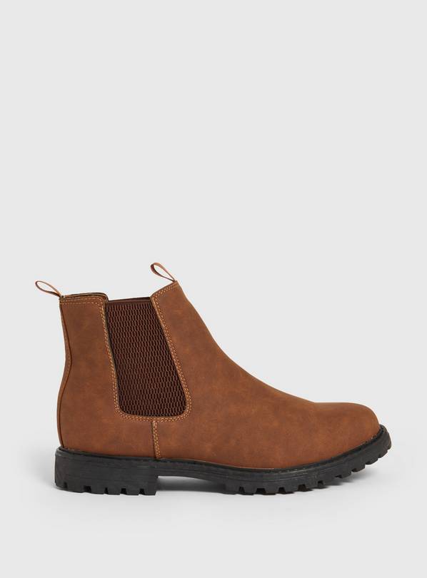 Brown Faux Suede Chelsea Boots 11