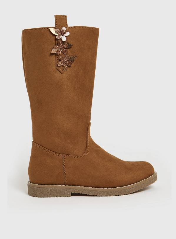 Buy Tan Long Faux Suede Boots 1 Boots and wellies Tu