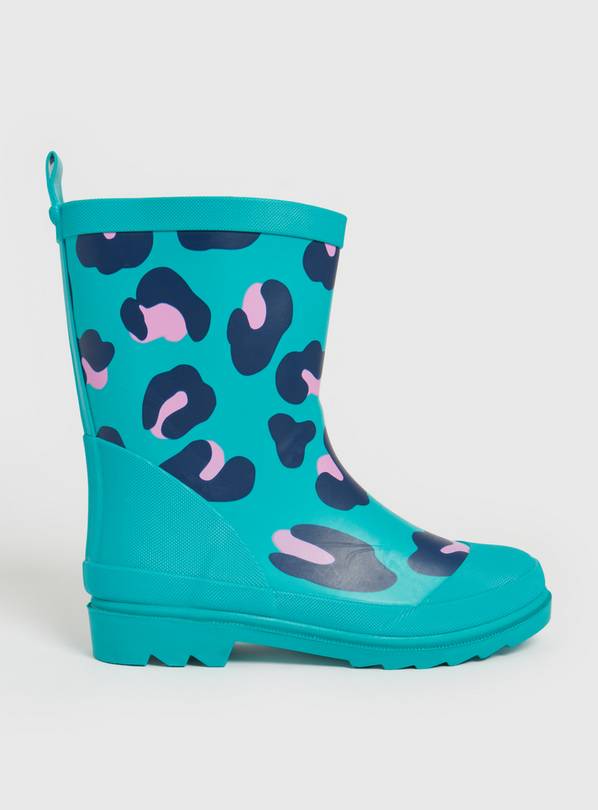 Buy Teal Leopard Print Wellies 3 Boots and wellies Argos