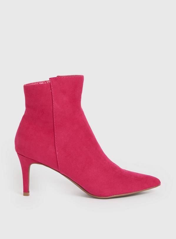 Pink Faux Suede Pointed Boots 7