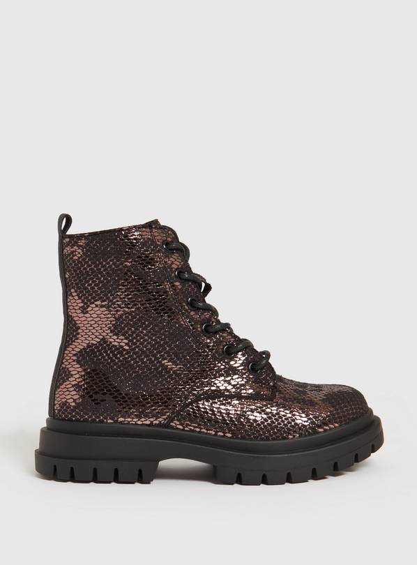 Snake print lace up hot sale boots