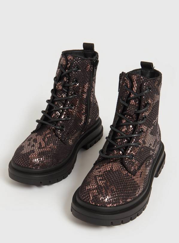 Burgundy snake shop print boots