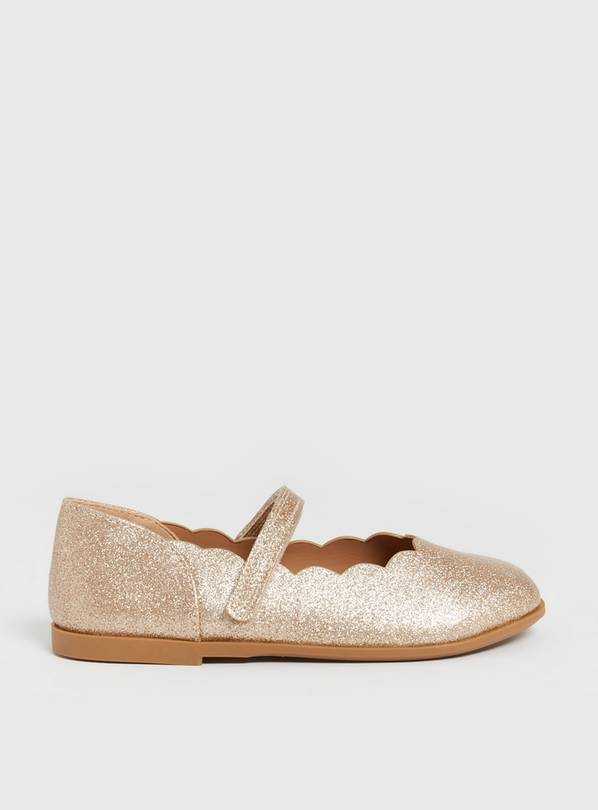 Gold Glitter Scalloped Mary Jane Pumps 6 Infant