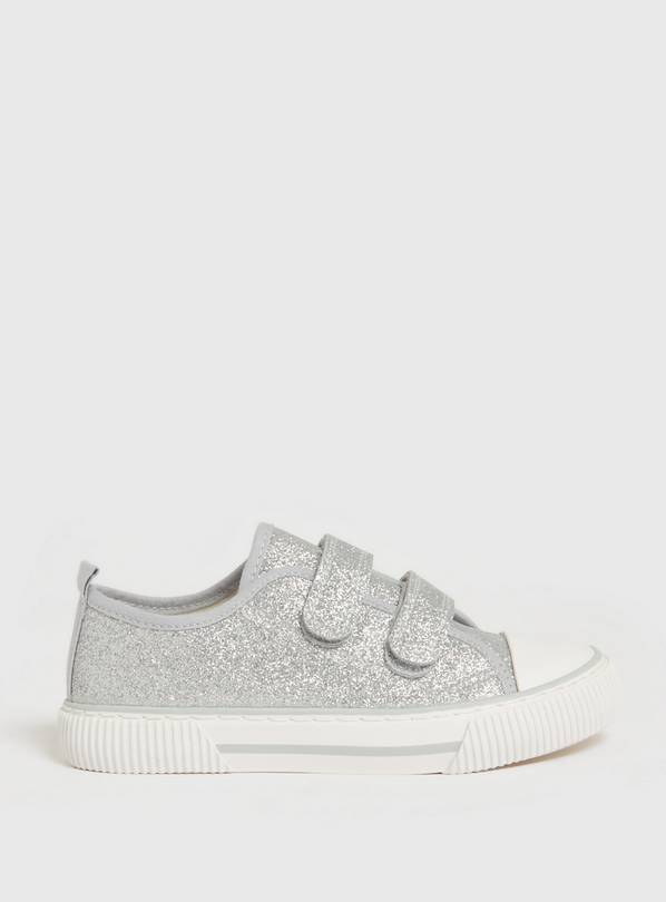 Buy Silver Glitter Canvas Trainers 9 Infant, Trainers