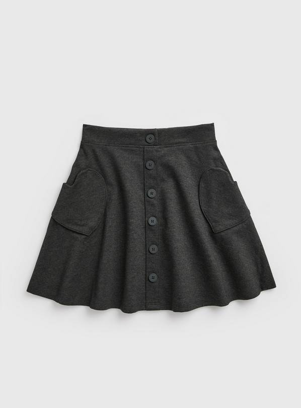 Grey Woven Jersey Heart Pocket Skirt - 5 years
