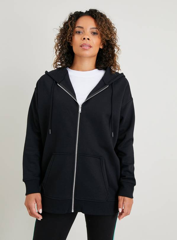 Black oversized store zip hoodie