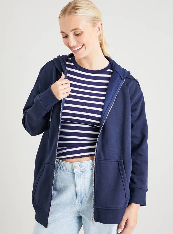 Buy Navy Oversized Zip Through Hoodie XL | Hoodies and sweatshirts | Tu