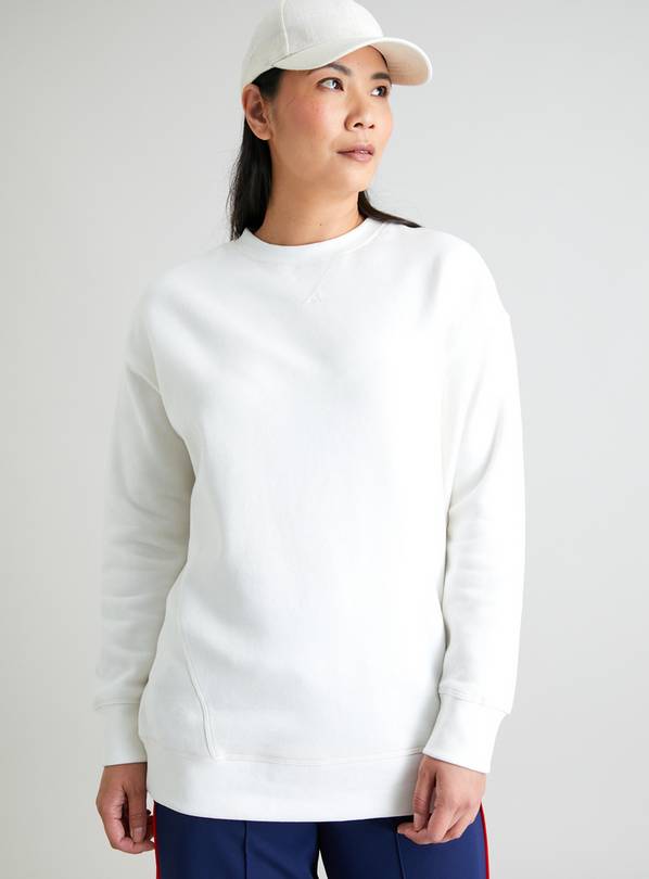 Oversized white hot sale crew neck