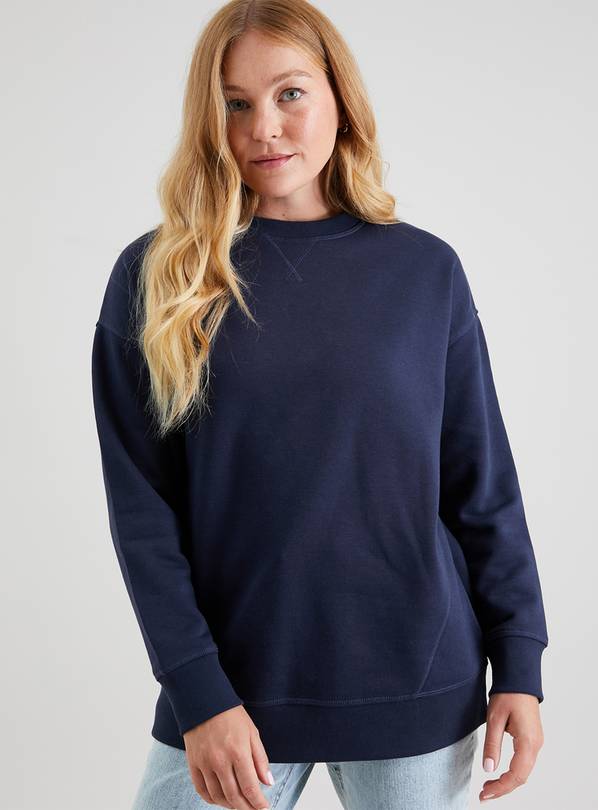 Buy Navy Oversized Crew Sweatshirt L | Hoodies and sweatshirts | Tu