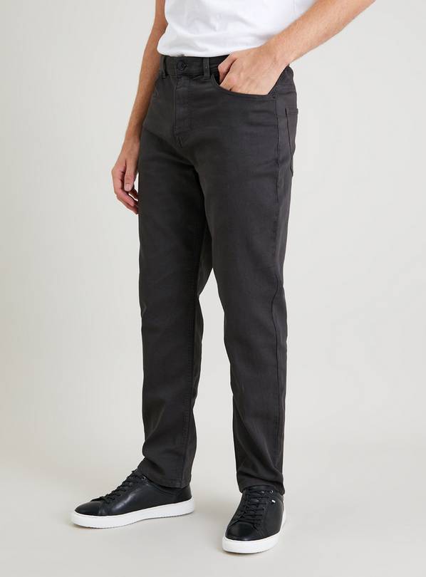 Charcoal Grey Straight Leg Denim Jeans 38L