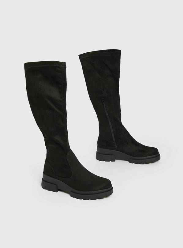 Tall black suede hot sale wedge boots