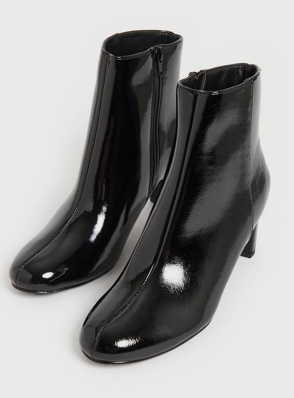 Womens black patent hot sale leather ankle boots