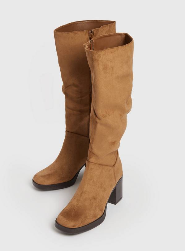 Tan faux hot sale leather boots