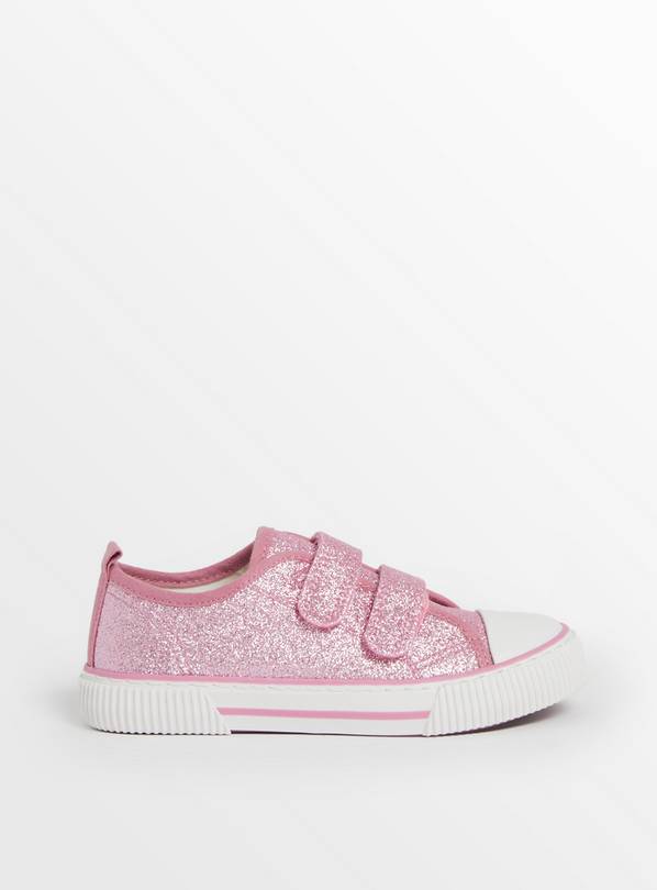 Pink Sparkle Twin Strap Trainers 9 Infant