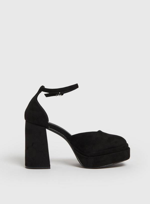 Black Faux Suede Platforms 6