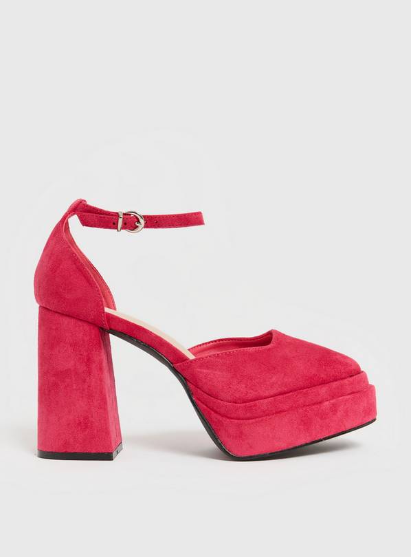 Pink Faux Suede Platforms 6
