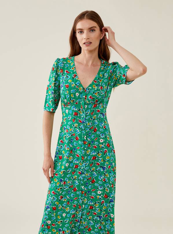 Buy FINERY Camilla Green Daisy Midi Dress 12 | Dresses | Argos