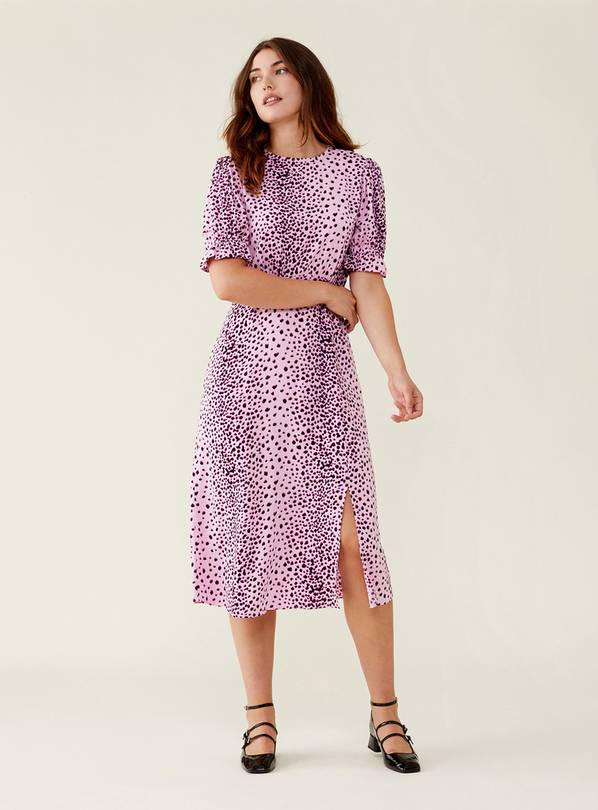 FINERY Jaylen Pink Animal Print Midi Dress 20