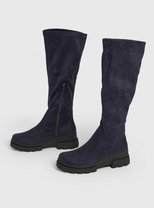 Navy discount wedge boots