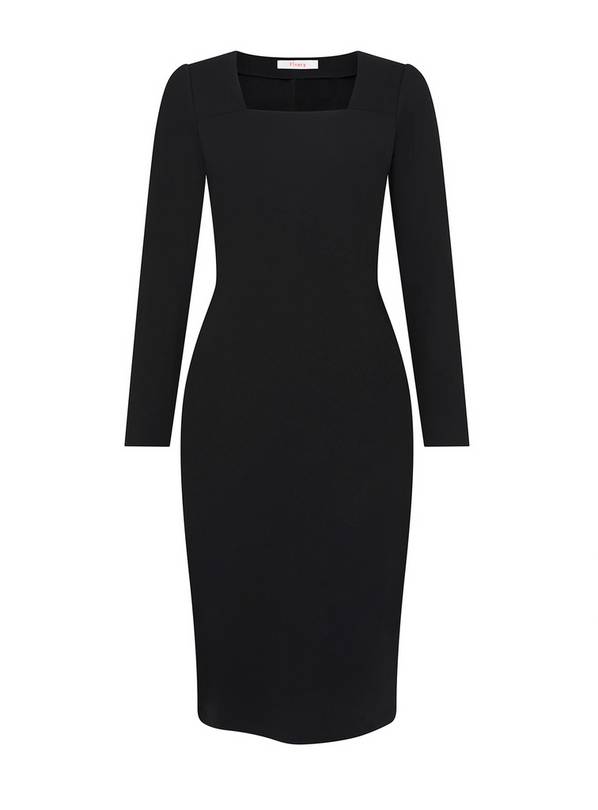 FINERY Glain Ponte Jersey Black Dress 18