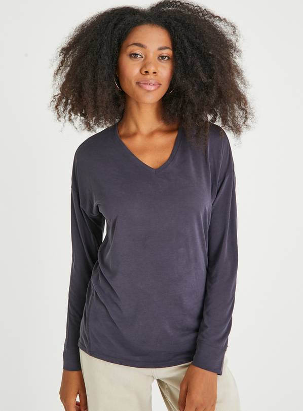 Charcoal V Neck Relaxed Fit Top 20