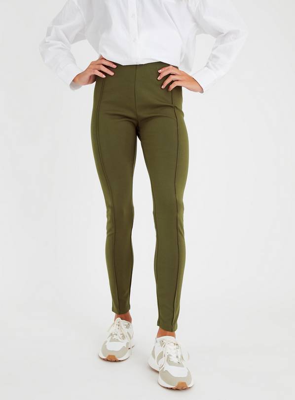 Khaki Smart Ponte Pintuck Leggings 18S